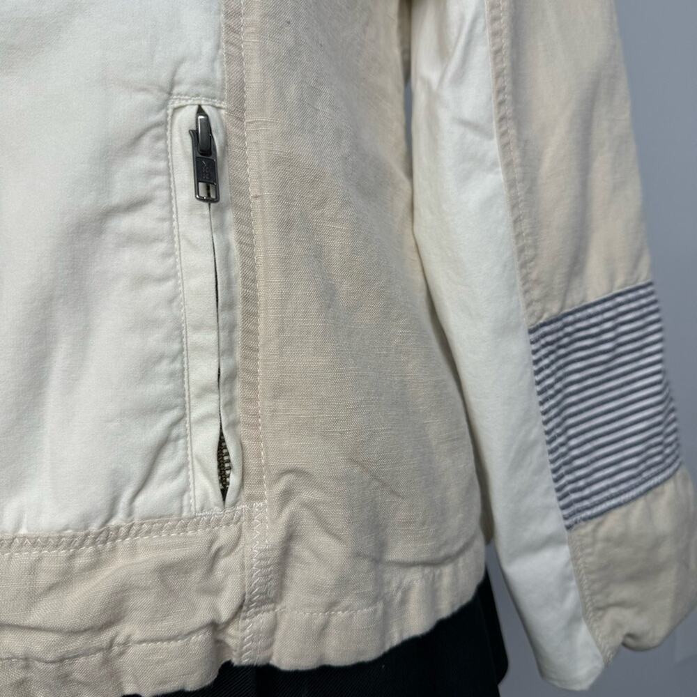 Sundance Button Front Patchwork Jacket Fall Utility Zip Pocket Cream Size 10 - Picture 8 of 14